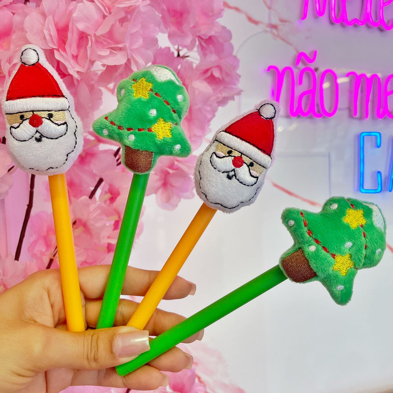 Caneta Natal pelúcia