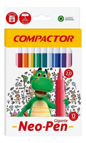 Kit Canetinha 12 Cores Compactor Neo-pen Gigante Ponta 2mm - Ladies Creative